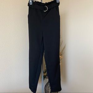 High Waist Belted Trousers / Pants in size 2 Black